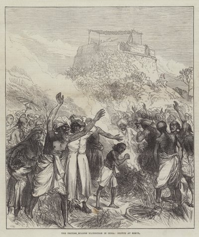 The British Eclipse Expedition in India, Sketch at Bekul by Sir John Charles Robinson